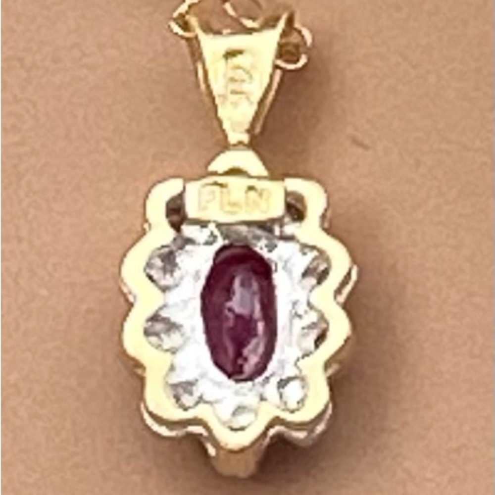 O-2: Elegant Marquis Ruby and round Diamond Pendant1 14k Solid YG- 100% natural - Picture 4 of 7